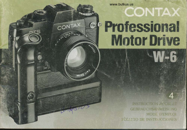 Contax Professional Motor Drive W-6 manual cover