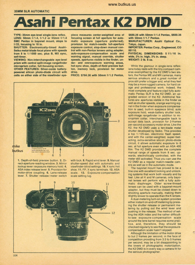 Pentax K2 DMD review manual cover