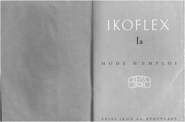 Zeiss Ikon IKOFLEX 1A manual cover