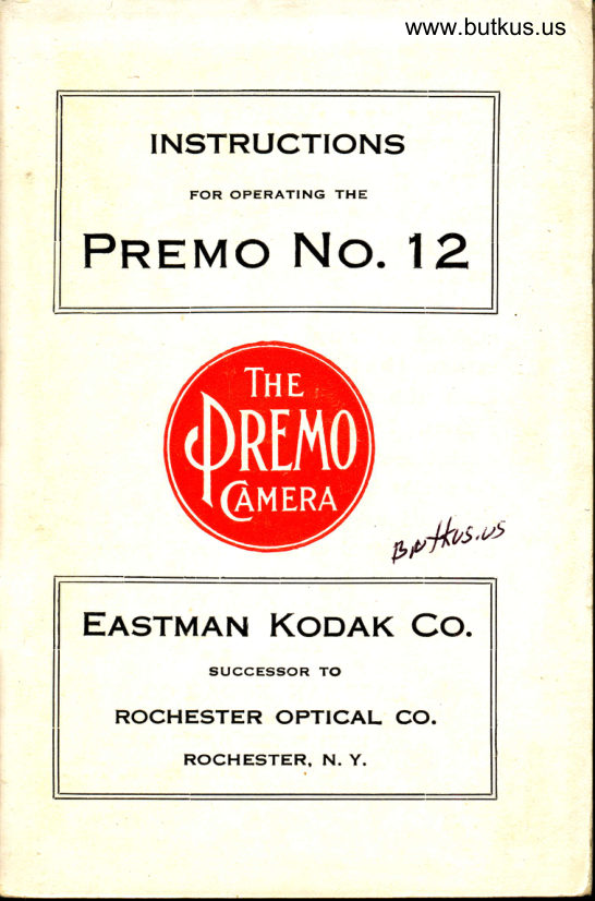 Kodak Premo No. 12 manual cover
