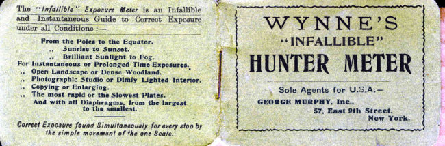 WYNNE's "INFALLIBLE" Hunter Meter manual cover