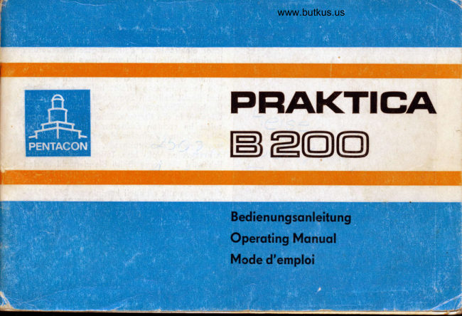 Praktica B200 manual cover