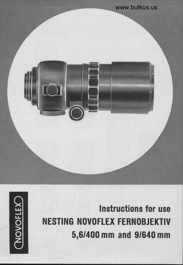 Novoflex 400mm / 640mm lens manual cover