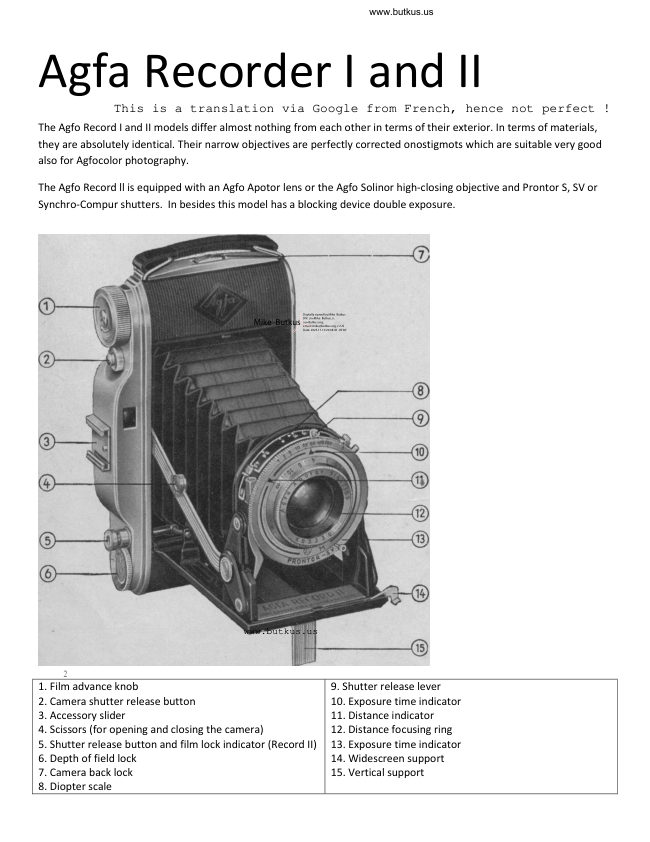 Agfa Recorder I and IIDifferent translation manual cover