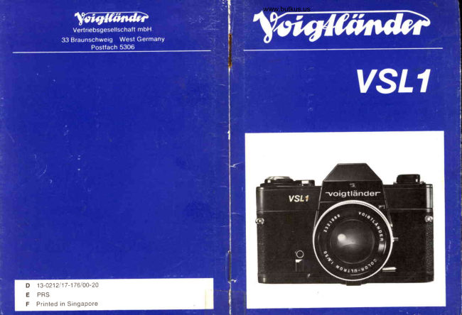 Voigtlander VSL 1 manual cover