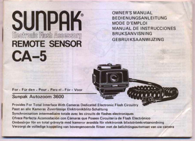 Sunpak Rs Ca 5 Auto Flash manual cover