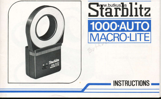 Starblitz 1000-Auto Macro-lite instructions manual cover