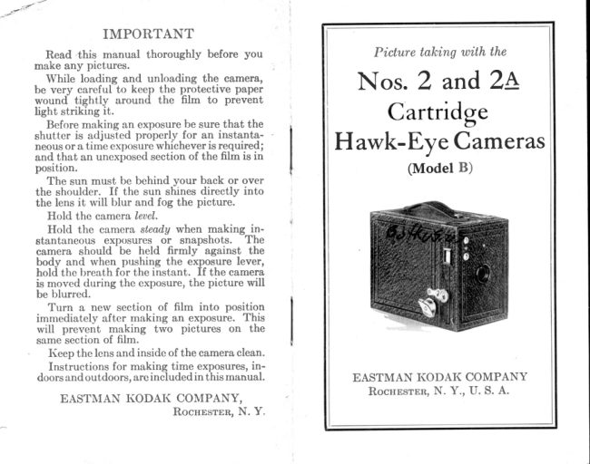 Kodak Hawk-Eye No. 2 manual cover