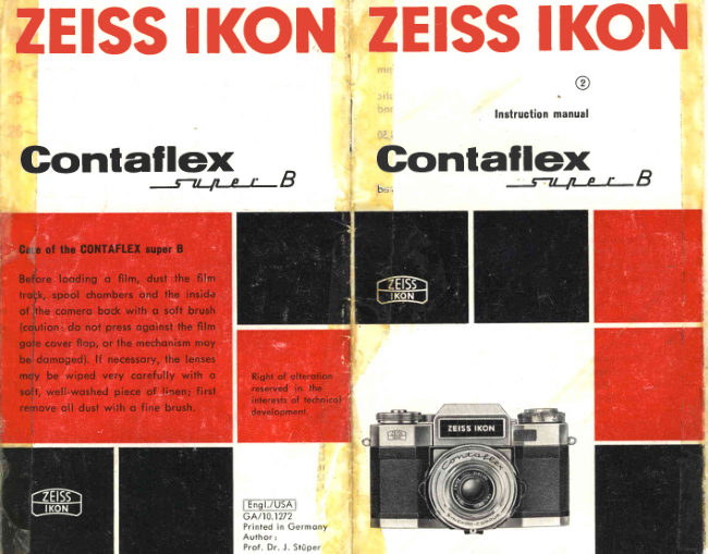 Zeiss Ikon Contaflex Super B manual cover