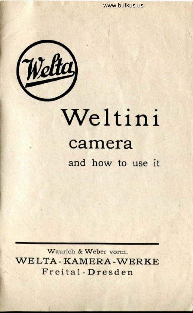 Welta Weltini single page manual cover