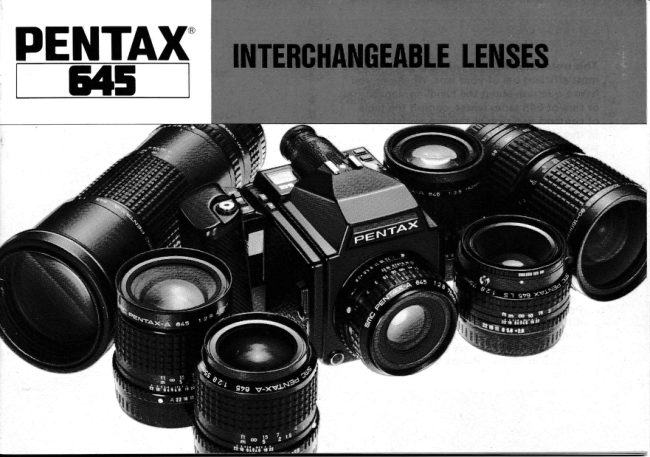 Pentax 645 lenses - '89 manual cover