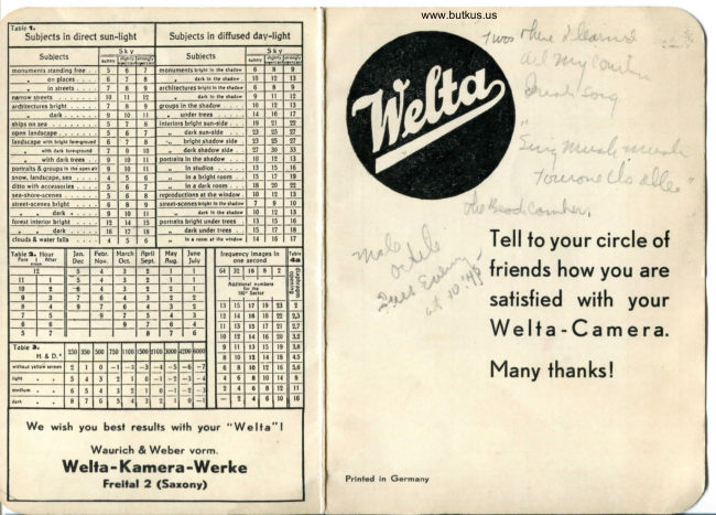 Welta Weltini 1 two page manual cover