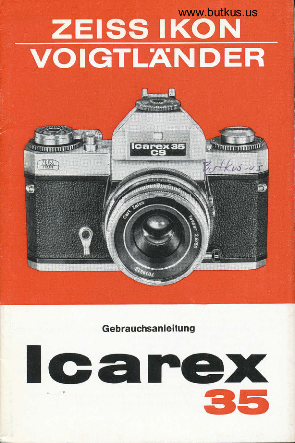Zeiss Ikon Icarex 35 Voigtlander Icarex 35S Gebrauchsanleitung manual cover
