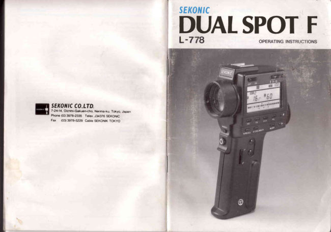 Sekonic Dual Spot F manual cover