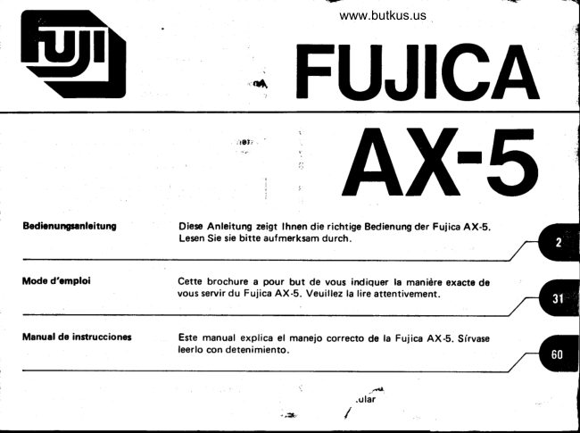 Fujica Ax 5 manual cover