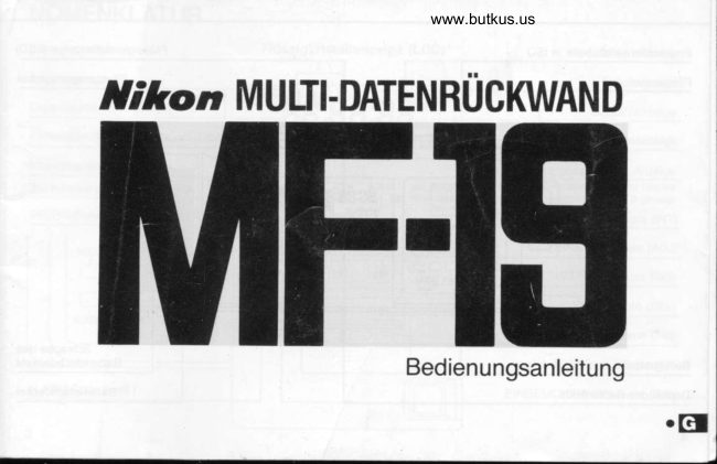 Nikon MF-19 manual cover