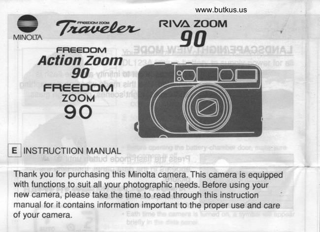 Minolta Traveler Minolta RIVA Zoom 90 Minolta Action Zoom 90 Minolta Freedom Zoom 90 manual cover