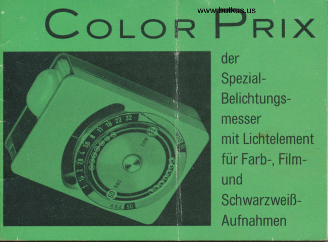 Color Prix der Spezial Belichtungsmesser manual cover