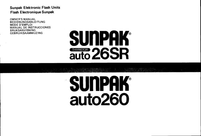 Sunpak auto 26SR Auto 260 manual cover