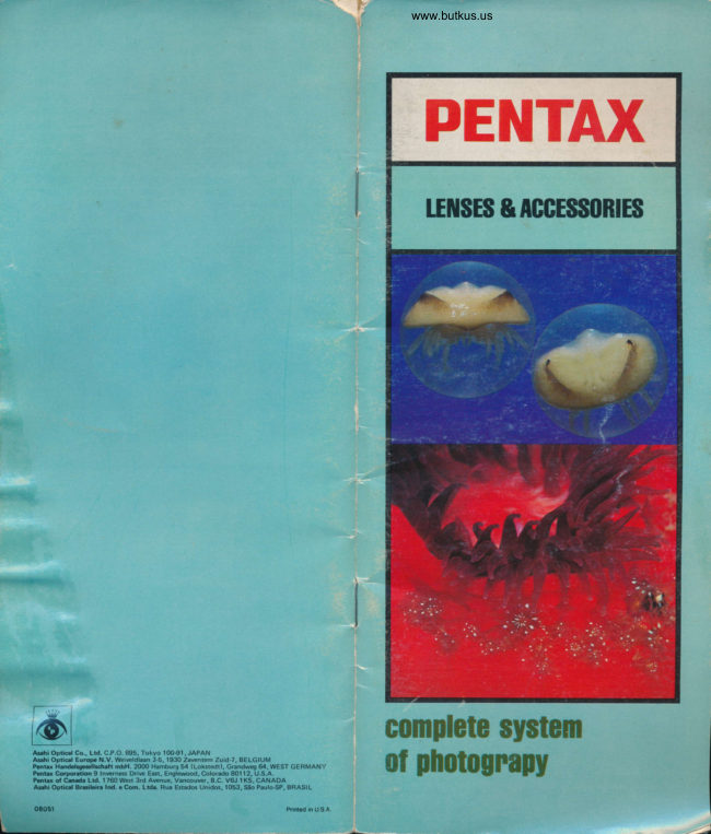 Pentax Lenses and Accessories manual cover