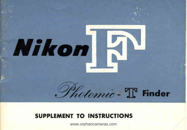 NIKON F Photomic T FINDER manual cover
