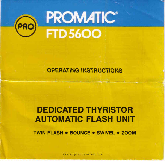 Promatic FTD5600 manual cover