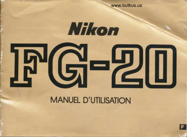 Nikon FG-20 D'Utilization manual cover