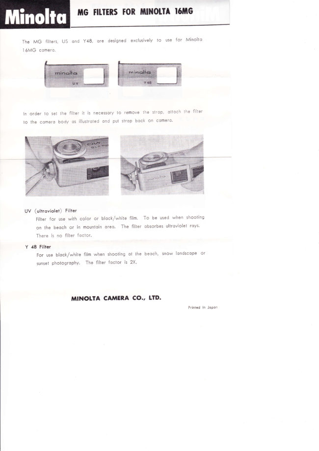 Minolta lens filter install manual cover