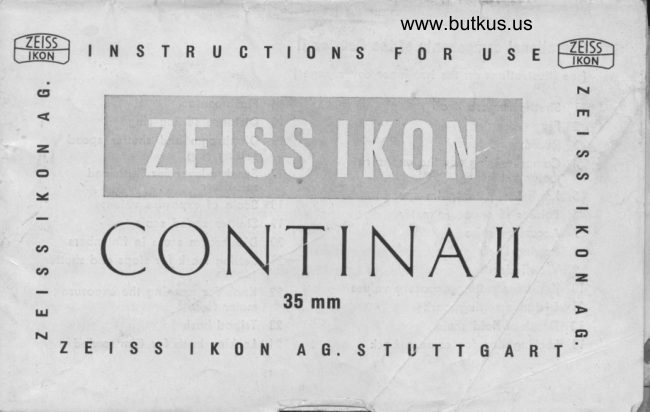 Zeiss Ikon CONTINA II manual cover