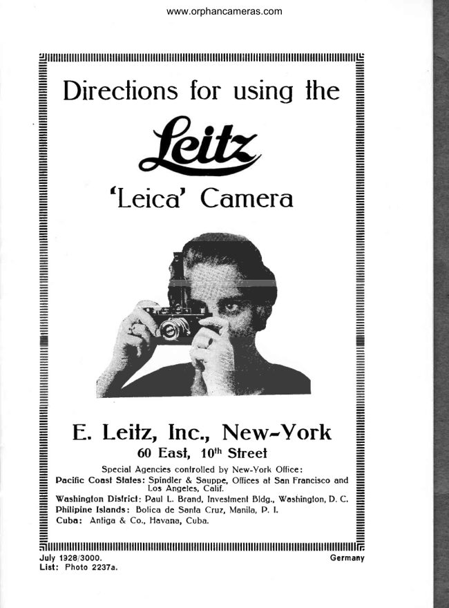 Leica 1928 directions manual cover