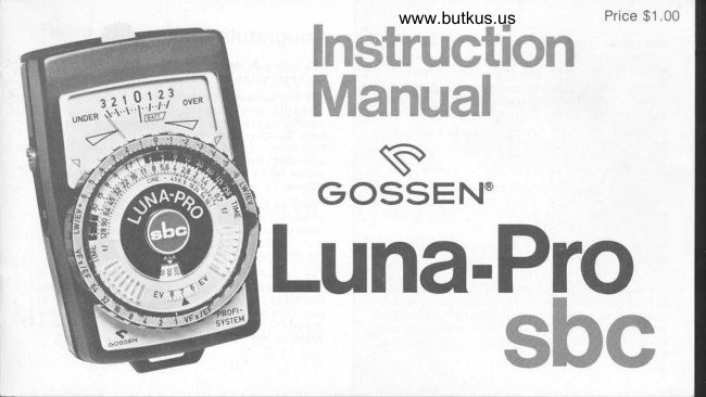 Gossen Luna-Pro sbc manual cover