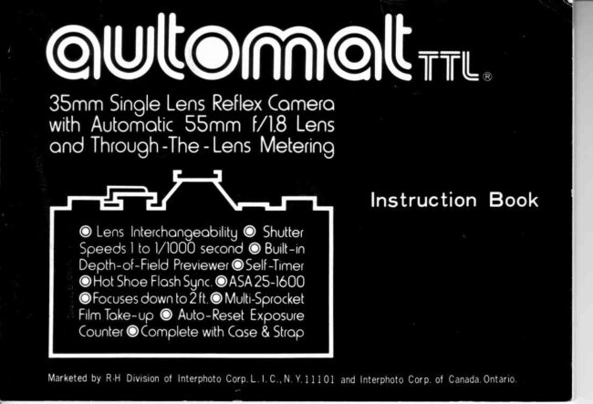 Automat TTL manual cover