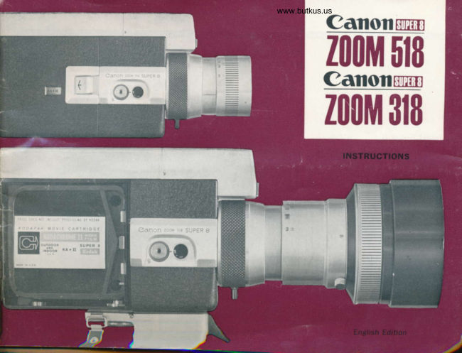 Canon Zoom 518 / Zoom 318 movie camera manual cover