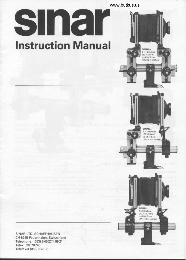 Sinar P / Sinar C / Sinar F manual cover