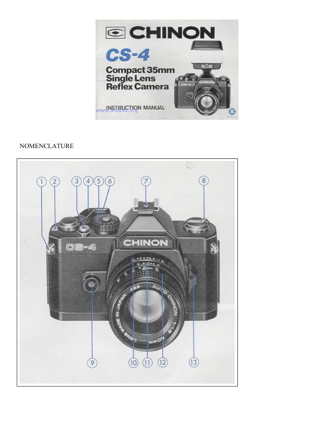 Chinon CS-4 manual cover