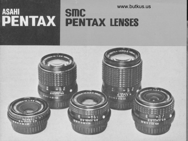 Pentax SMC lenses manual cover