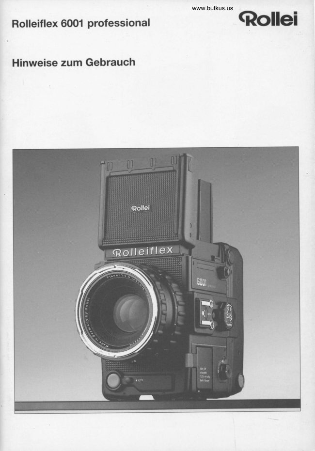 Rolleiflex 6001 Professional Hinweise zum Gebrauch manual cover