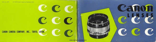 Canon Rangefinder Lenses manual cover