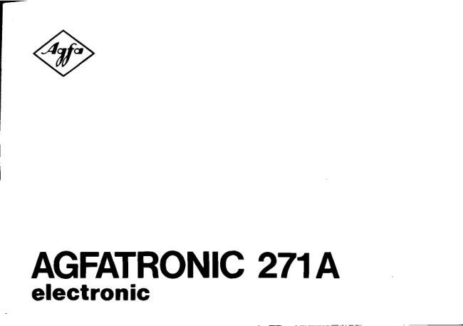 Agfa Agfatronic 271A manual cover