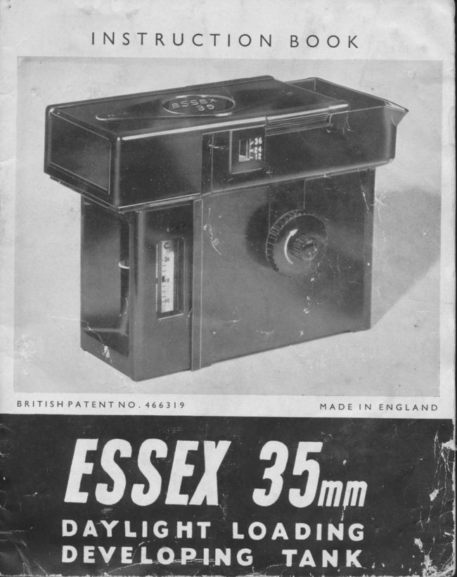 ESSEX 35mm Daylight loading developing tank manual cover