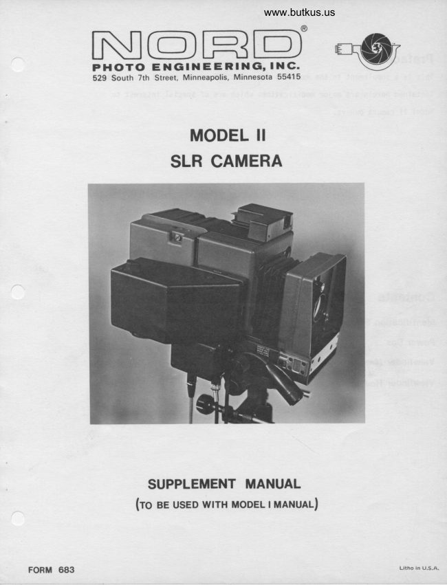 NORD Model II SLR Camera manual cover