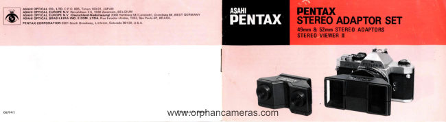 Pentax Stereo Adaptor manual cover
