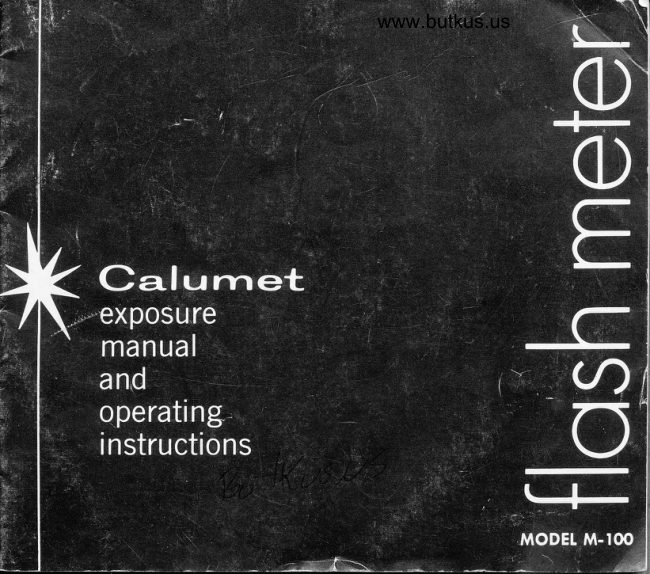 Calumet M-100 Flash Meter manual cover