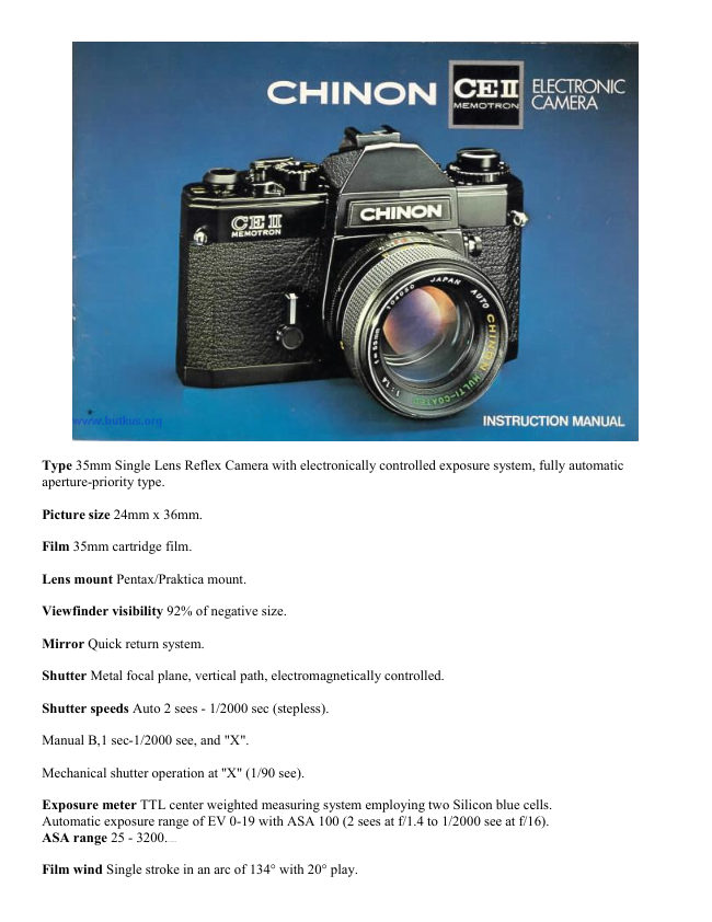 Chinon CE MEMOTRON manual cover