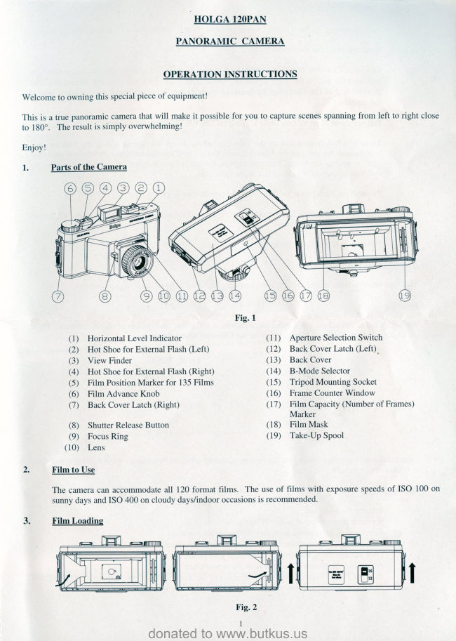 Holga PAN 120 manual cover