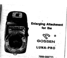 Gossen Luna-Pro enlarger attachement manual cover