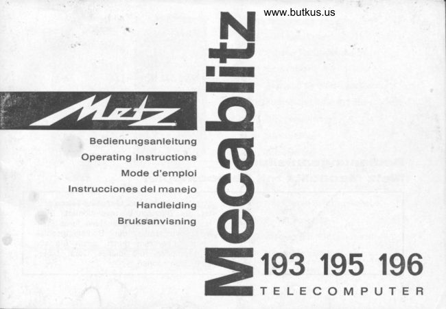 Metz Mecablitz 193 195 196 manual cover