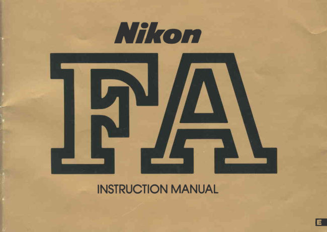 Nikon FA manual cover