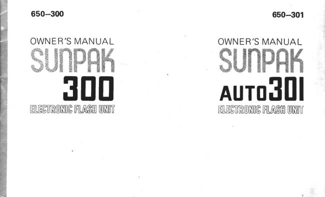 Sunpak 300 / Sunpak Auto 301 manual cover