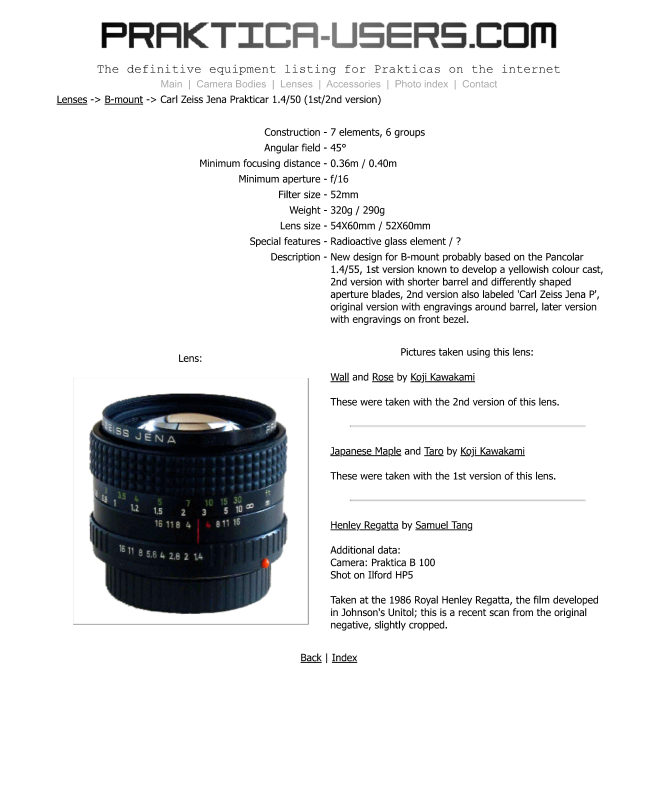Carl Zeiss Jena Prakticar 1.4/50 (1st/2nd ) manual cover